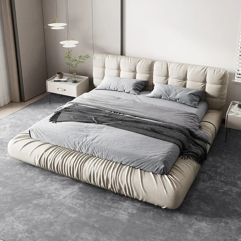 bed Luxury  matte technology cloth cloud  double master room Italian simple modern cloth