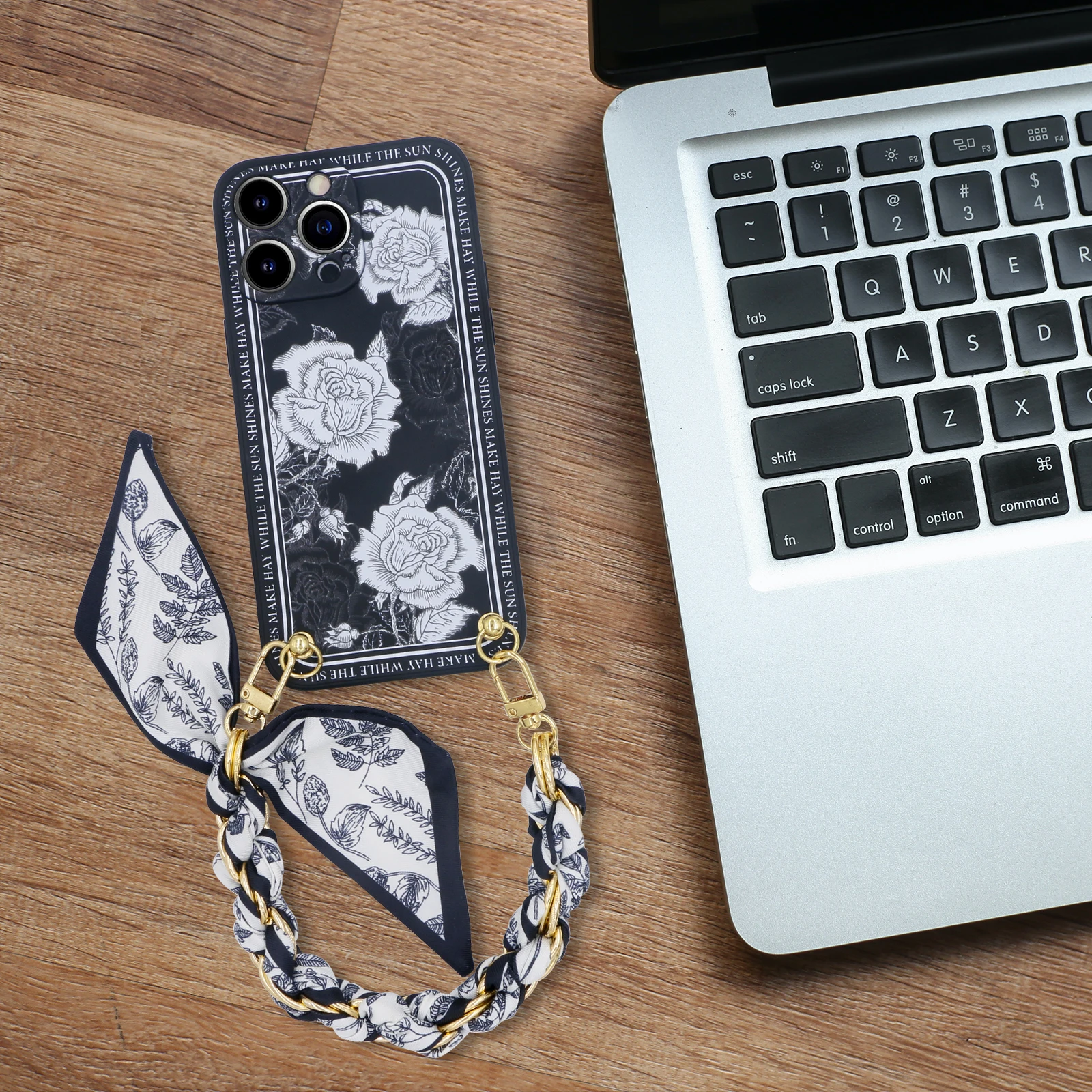 Designed for iPhone 14 Pro Max Case,Black Rose Pattern Silicone Shockproof iPhone 14 Pro Max Phone Case with [Soft Anti-Scratch