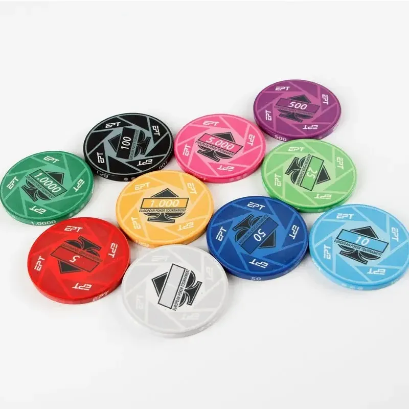 10pcs/set Ceramic Chip Circular Texas Baccarat Poker Game Chip Set Casino Professional Entertainment Accessories