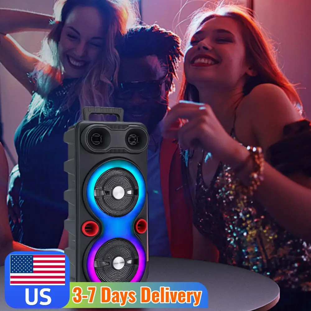 

Двойные сабвуферные колонки BT 5.0, 6,5 дюйма, стерео, RGB, для вечеринок, с микрофоном, FM-радио, мощный бас, DJ-система