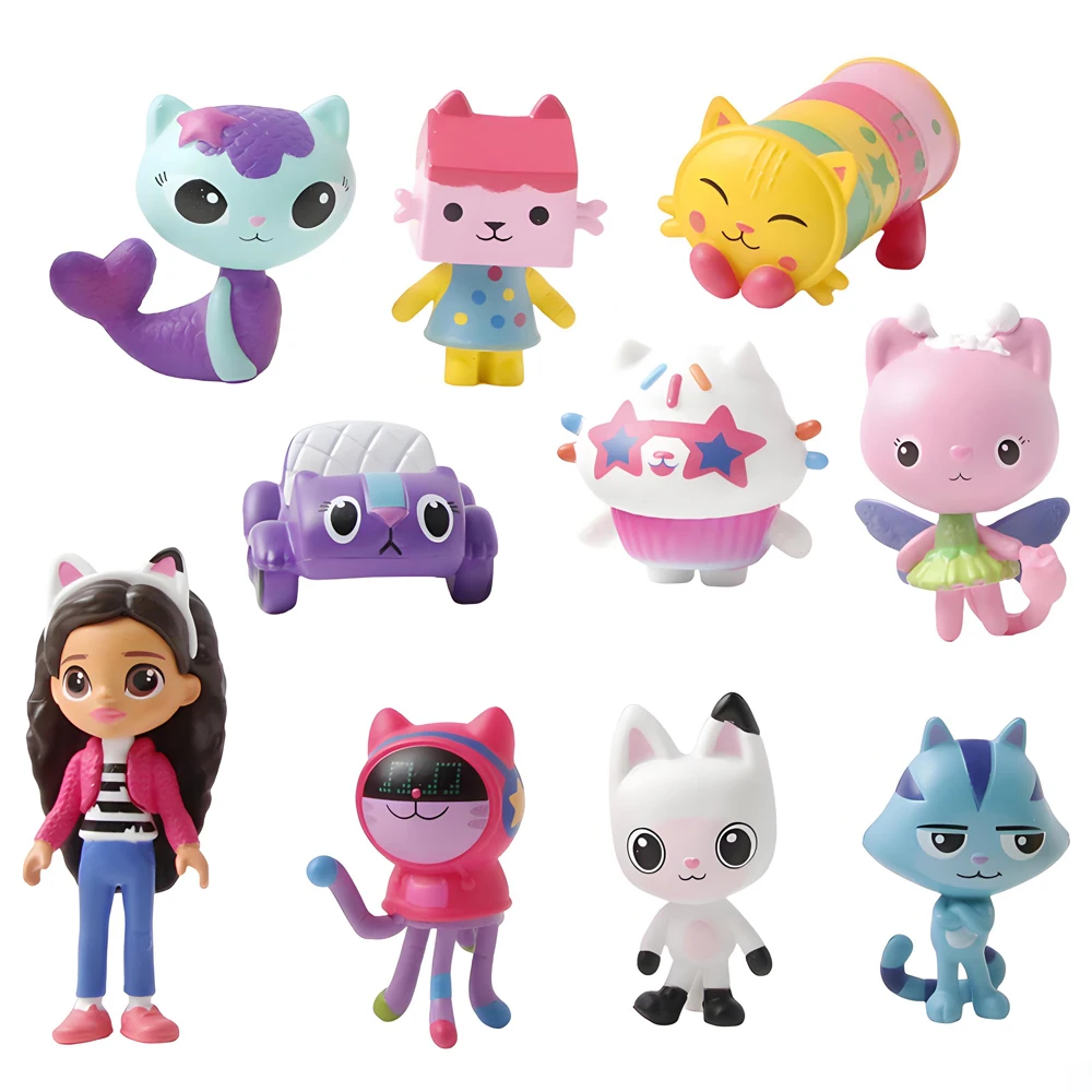 NEU 10 Stück Anime-Figuren Spielzeug Gab Lächelnde Auto-Katze Umarmungspuppen Mercat Cartoon Geburtstagsgeschenk