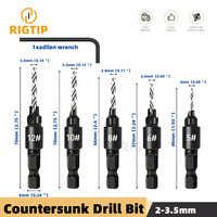 SIQICNC 5PCS Woodworking Countersunk Head Drill And Chamfering One Piece Hexagonal Handle Countersunk Fried Dough Twist Drill