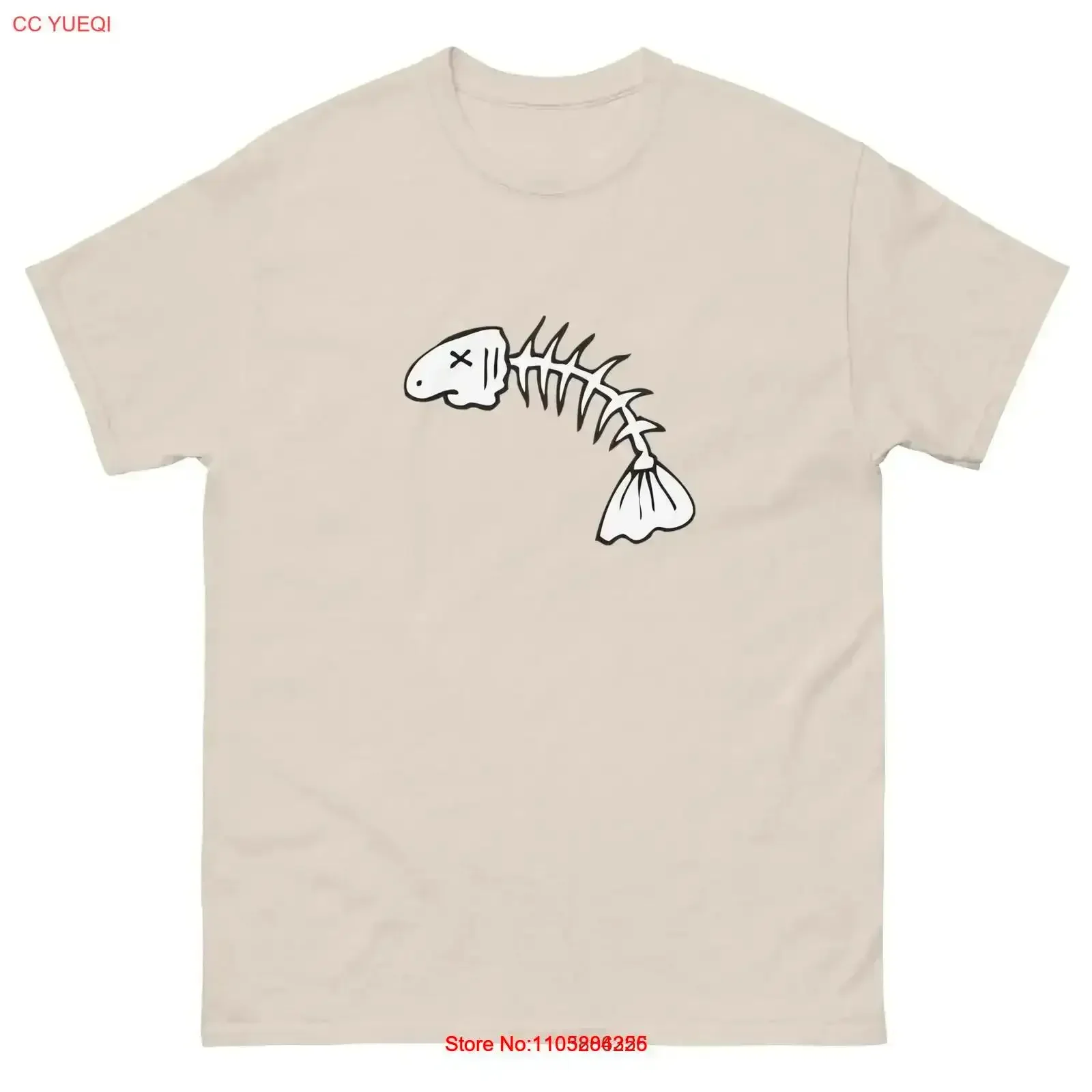 Cartoon Fish Bones Skeleton T Shirt All Sizes Multiple Colors vintage Washed Top For Everyday Wear streetwear Casual Versatile