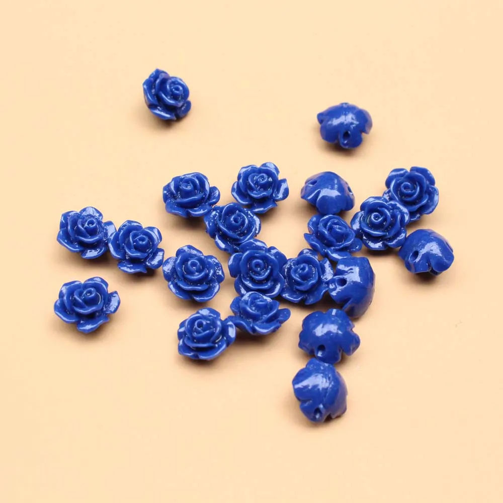 20pcs 10mm Artificial Coral Beads Camelia Flower Fashion Bead Red Black Pink Mix Colors for Jewelry Bracelet Making DIY