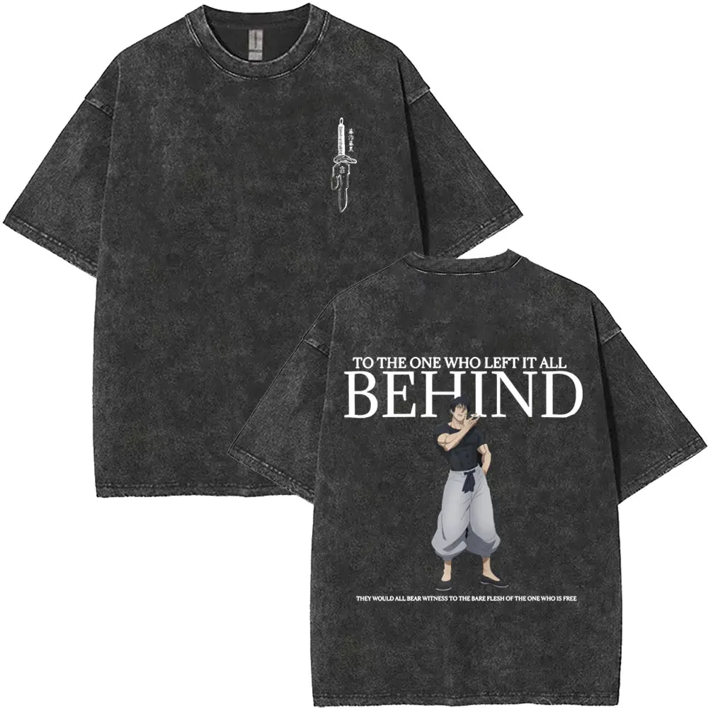 

Washed Vintage Anime Jujutsu Kaisen Fushiguro Toji To The One Who Lfft It All Behind T Shirt Men Casual Cartoon Harajuku T-shirt