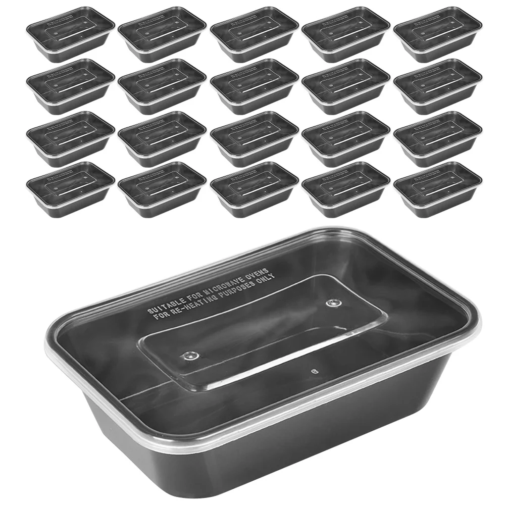 

50 Pcs Take Out Containers Disposable Rectangular Food Boxes Take Out Containers Lids Plastic Lunch Box Home Restaurant Use