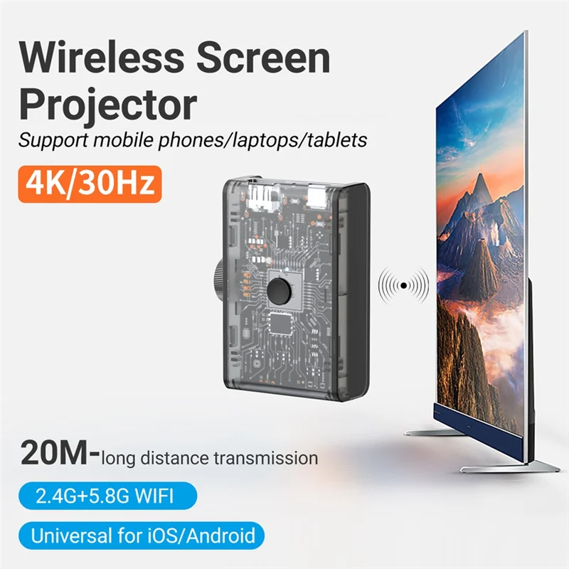 

A31R-Беспроводной адаптер HDTV-дисплея 4K 30 Гц HD-адаптер для потокового видео с зеркальным ключом поддерживает Android/IOS/Windows/Macos