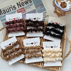 Hot 3pcs/set Satin Ponytail Holder Rubber Band Women Girls Elastic Hairband Hair Accessories Elegant Solid Hair Rope Hair Ties