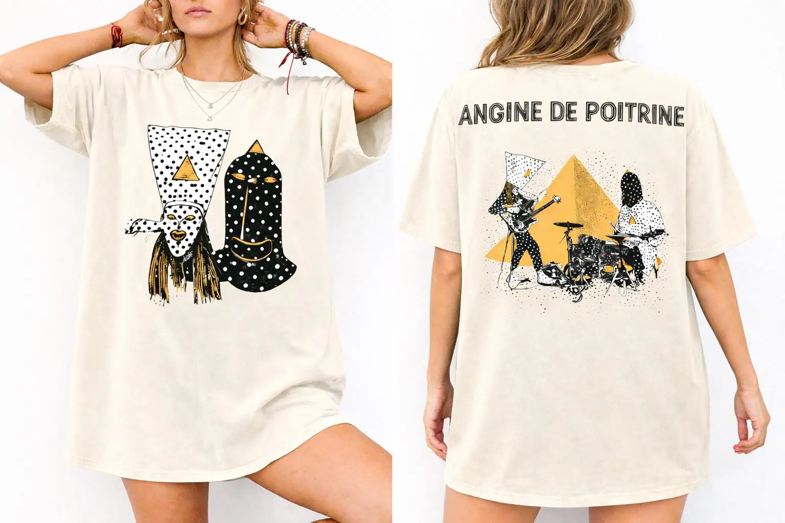 Angine de Poitrine patterned shirt, unisex T-shirt for Angine De Poitrine 2026 North American tour dates  Couple cotton shirt