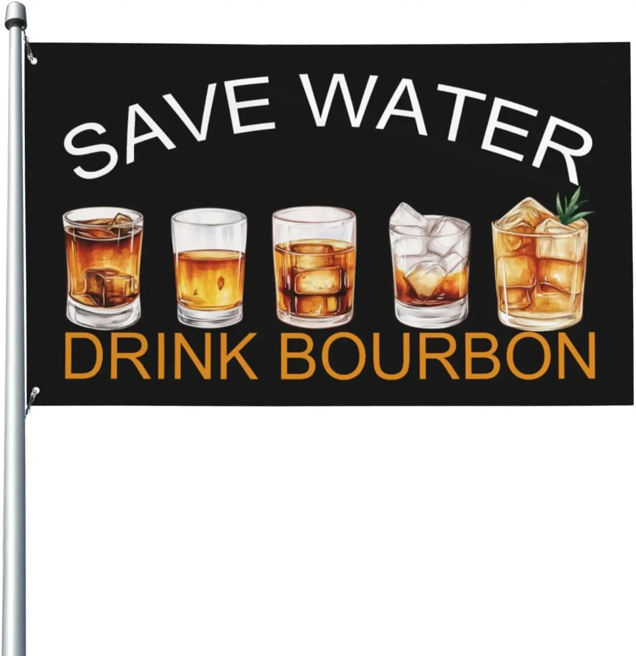Flagicts 100% Polyester Save Water Drink Bourbon Flags