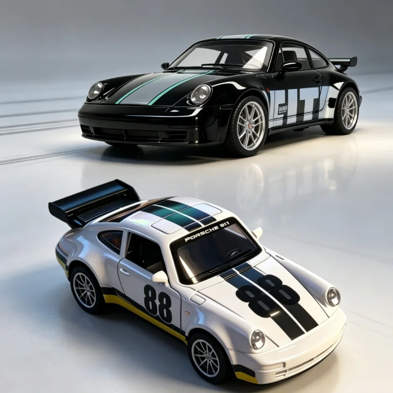 1/36 Retro Racing Style Alloy Car Model Dual Color Alloy Rewind Toy with Opening Door desktop Decoration Hobby Decoration