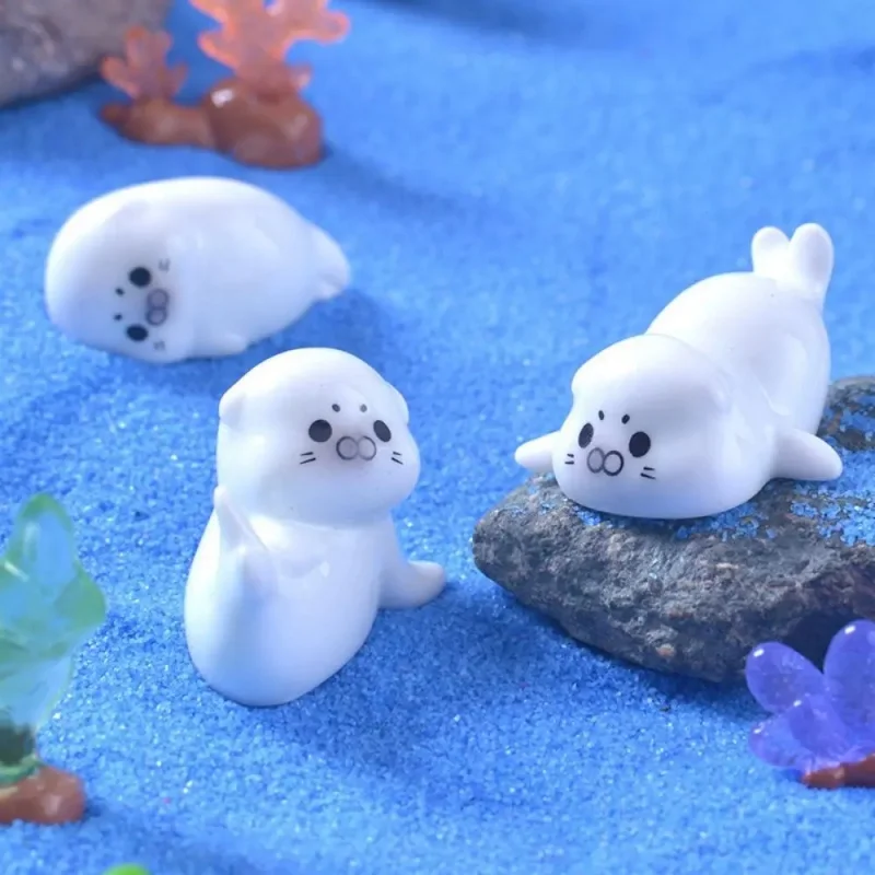 

4Pcs Mini Sea Lions Resin Crafts - Ocean Series Decorative Ornaments for Fish Tank, Micro Landscape & Home Decor