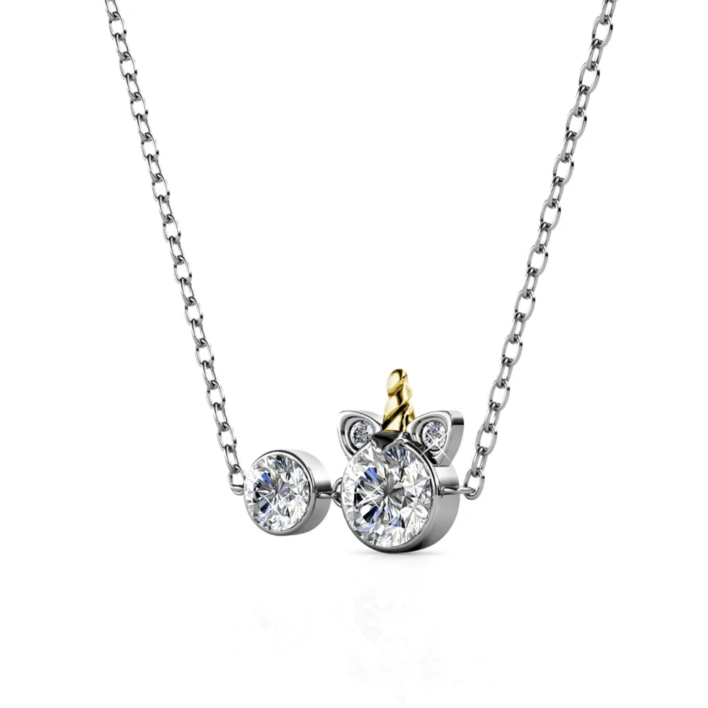Daisini 925 Sterling Silver Cute Unicorn Pendant Necklace Embellished with Swarovski Crystals Sophisticated Design Women Jewelry