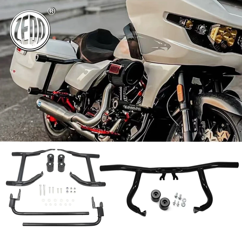 Sturzbügel Vorder- und Hinterseitenschutz für Harley Touring 121 Road Glide CVO 117 2024-2025 Motorrad-Modifikation