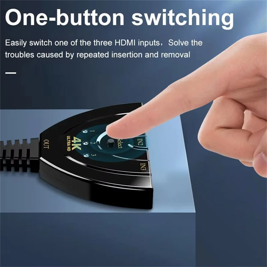 

4K HDMI-Compatible Switch Cable Video Switcher Adapter 3 Input 1 Output Port Hub For PC TV Xbox PS3/4 Projector Monitor Splitter