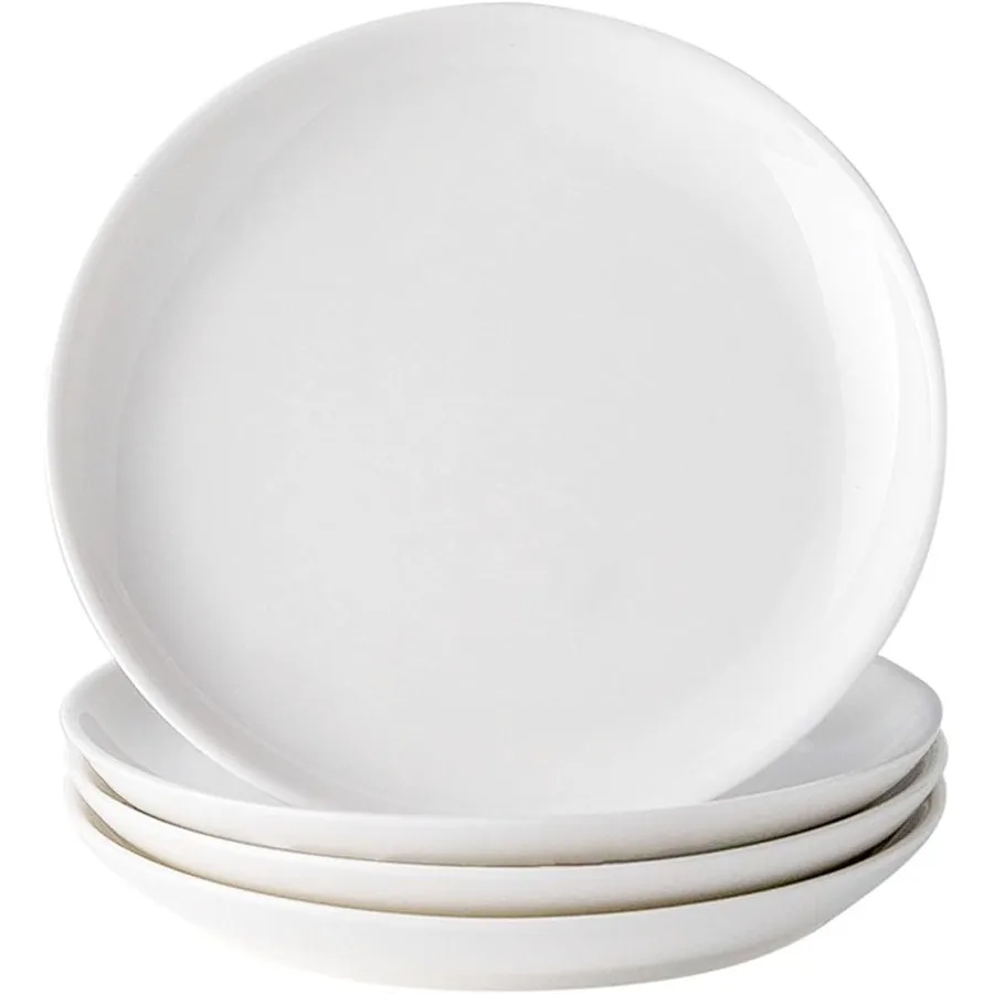 

4 Piece Ceramic Appetizer Plates 5.6 Inch Small Dessert Plates Set White Round Plates for Bread Butter Snack Lightweight Dinner