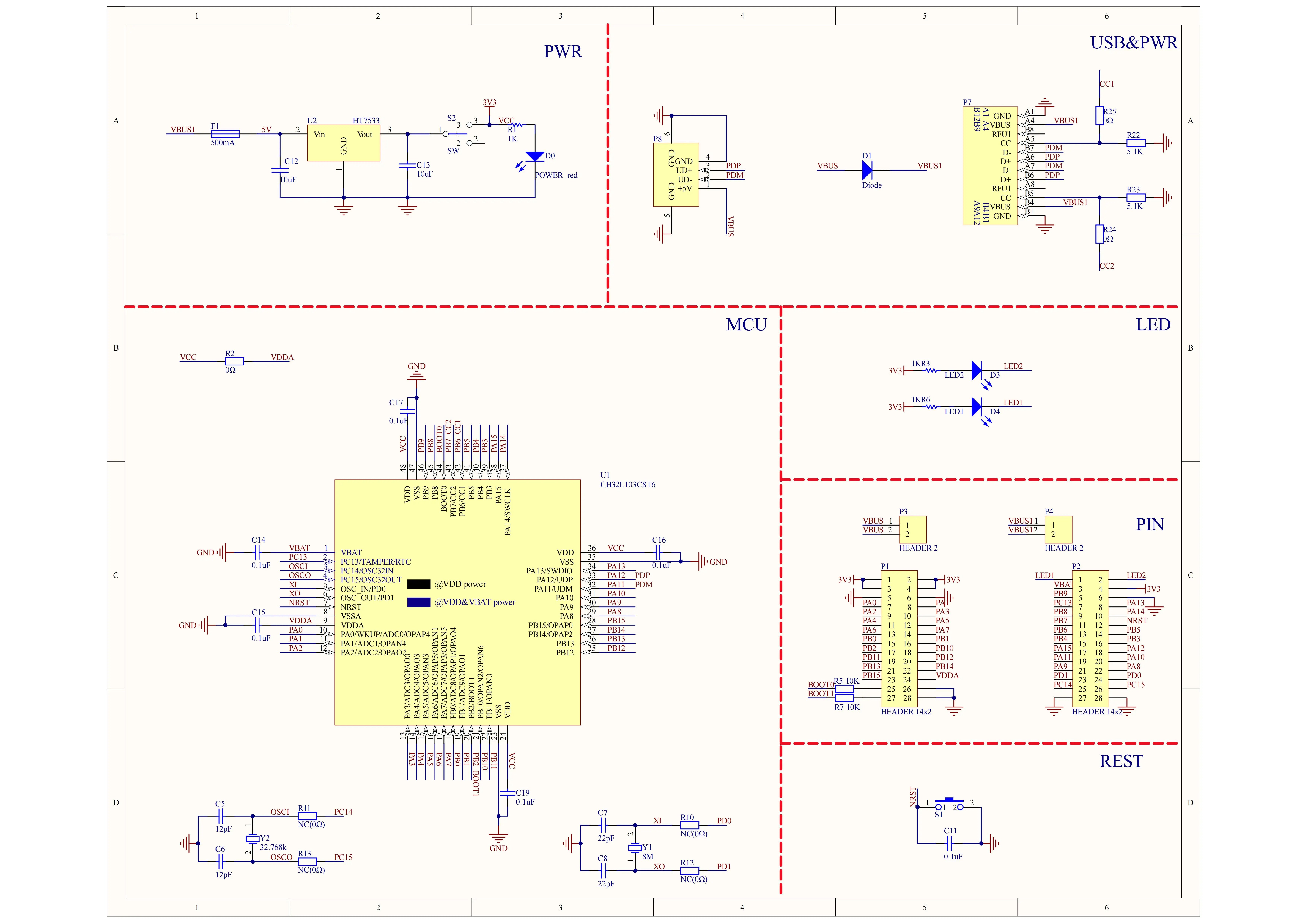 CH32L103 Development Board 32-bit PDUSB Low Power Microcontroller CH32L103C8T6 Evaluation Board Kit