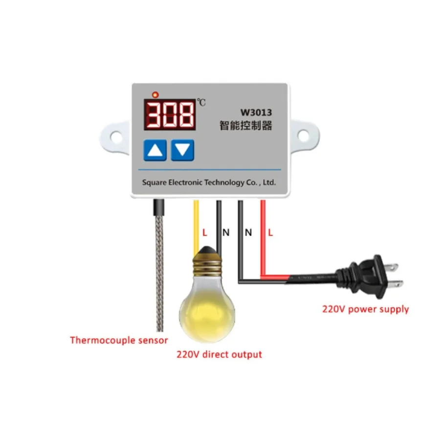 W3013 Digital Thermostat K-type Thermocouple High Temperature Controller 2200W 1M AC110V 220V For Chassis Equipment