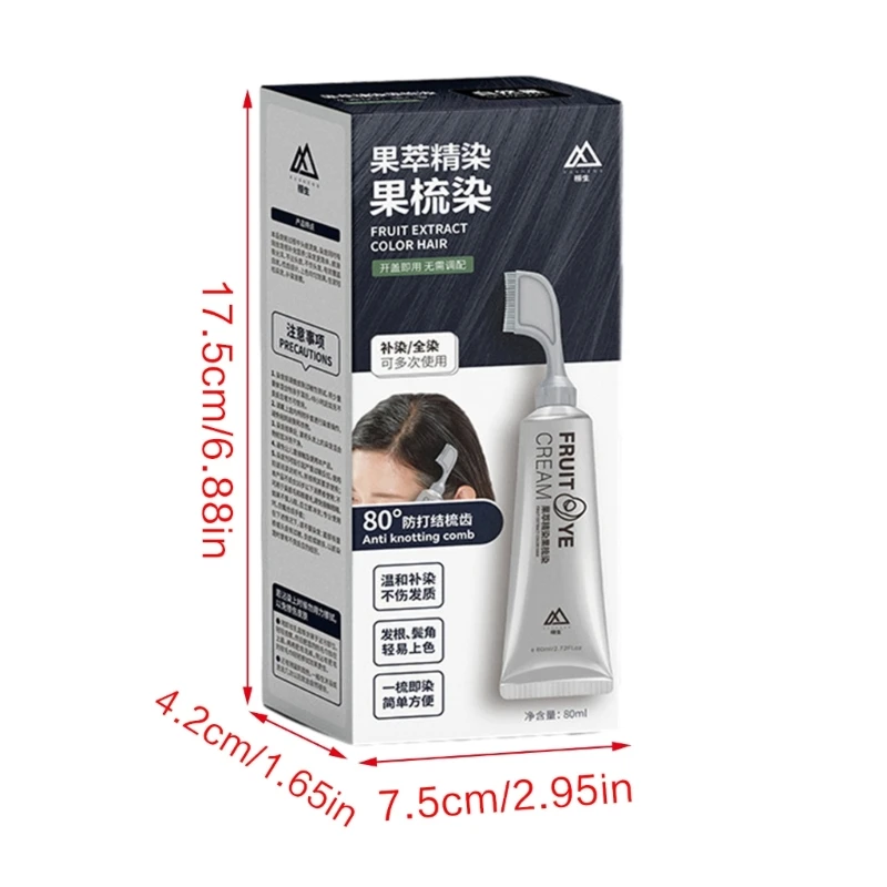كريم لون الشعر الفاكهة الطبيعية تلوين الشعر 3 لون كريم صبغ الشعر لتغطية الشعر الرمادي صبغة شعر مع مشط قضيب 918D