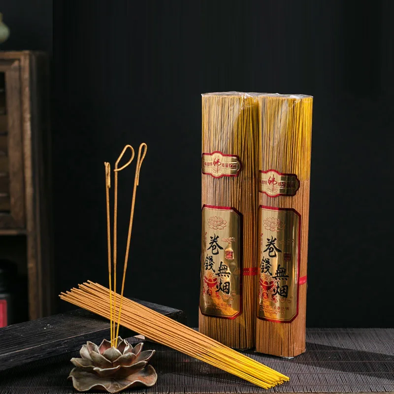 250g/500g/1000g Smokeless Incense Sticks God of Wealth Fragrance Golden Curled Money Stick Incense Sandalwood Bamboo Joss Sticks