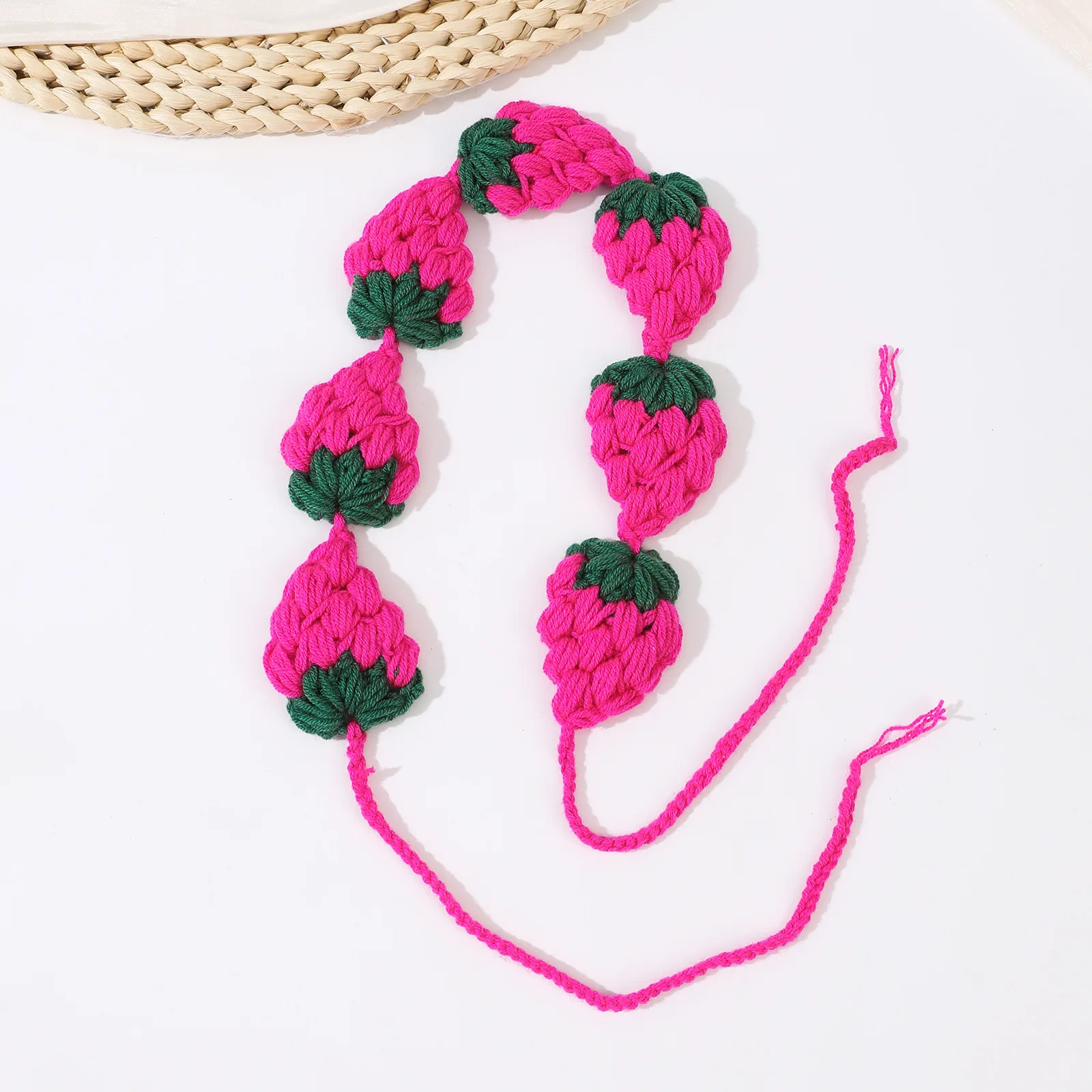 Original-Design Handgestricktes Farbblockiertes Erdbeer-Stirnband für Frauen, Personalisiertes Haarband Kopftuch Mütze Trendig – Detail 16