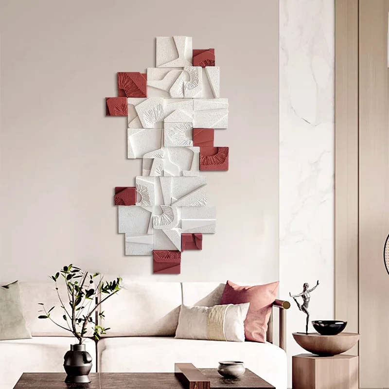 painting, three-dimensional wood carving hand-painted abstract creativity, senior hanging painting in the entrance corridor