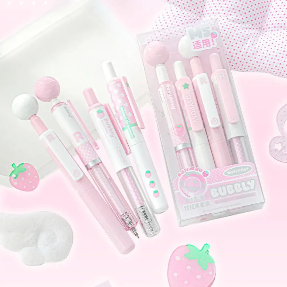 

4Pcs 0.5mm Black Ink Press Neutral Pen 360° Rotation Decompression Smooth Writing Gel Pen Quick Drying Error Correction Pen