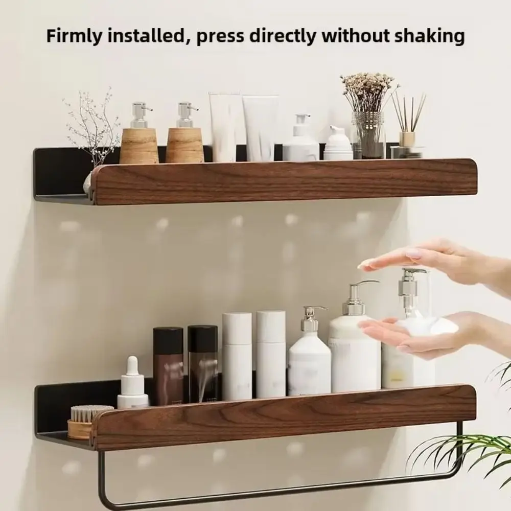 

Wood Detachable Bathroom Shampoo Shelves Corrosion-Resistant Wall Mounted Shower Storage Rack Space Saving Waterproof