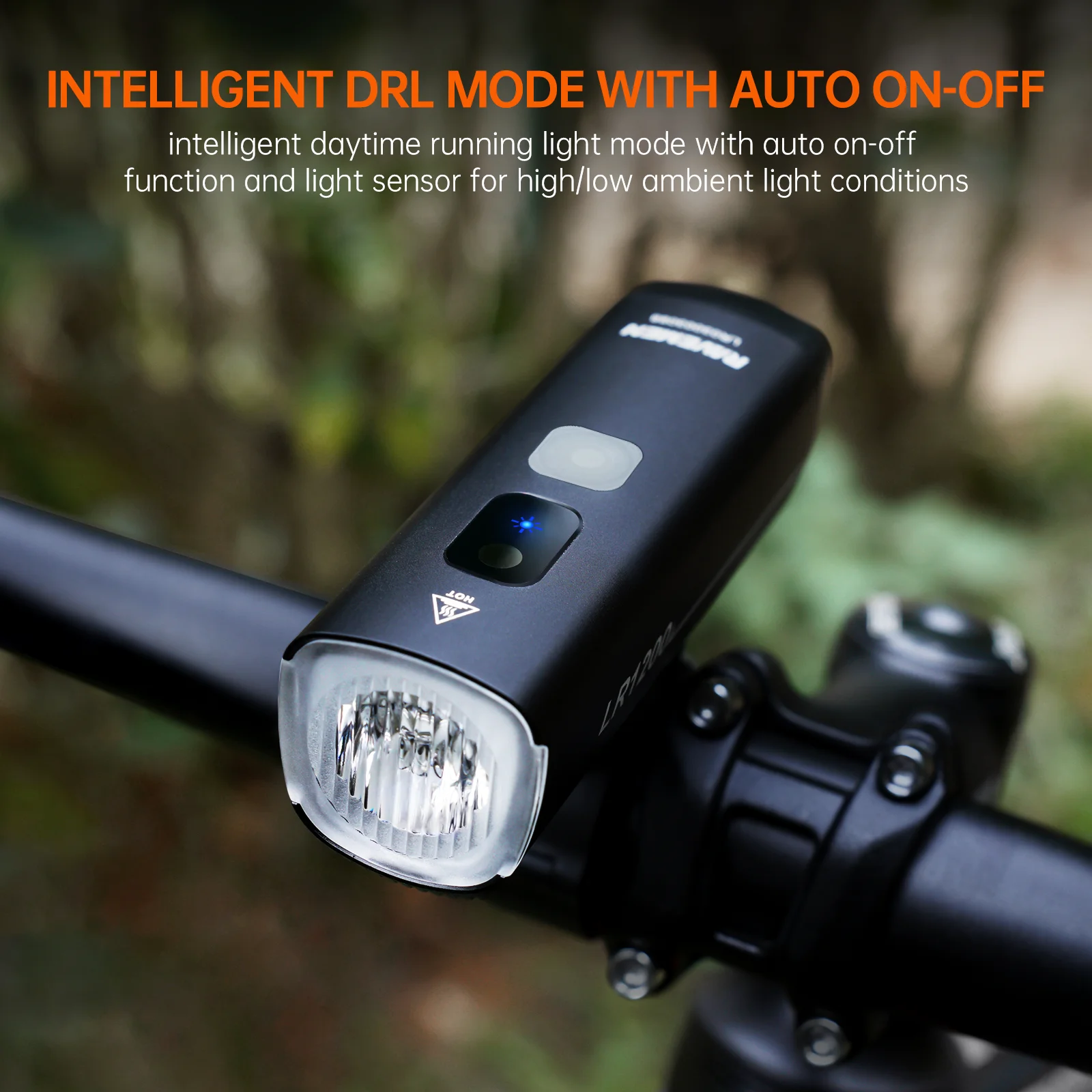 RAVEMEN LED Bike Head Light Bicycle Front Lights Lamps USB Rechargeable 4000mAh LR1200 Auto On-off Aluminum Daytime Night Riding