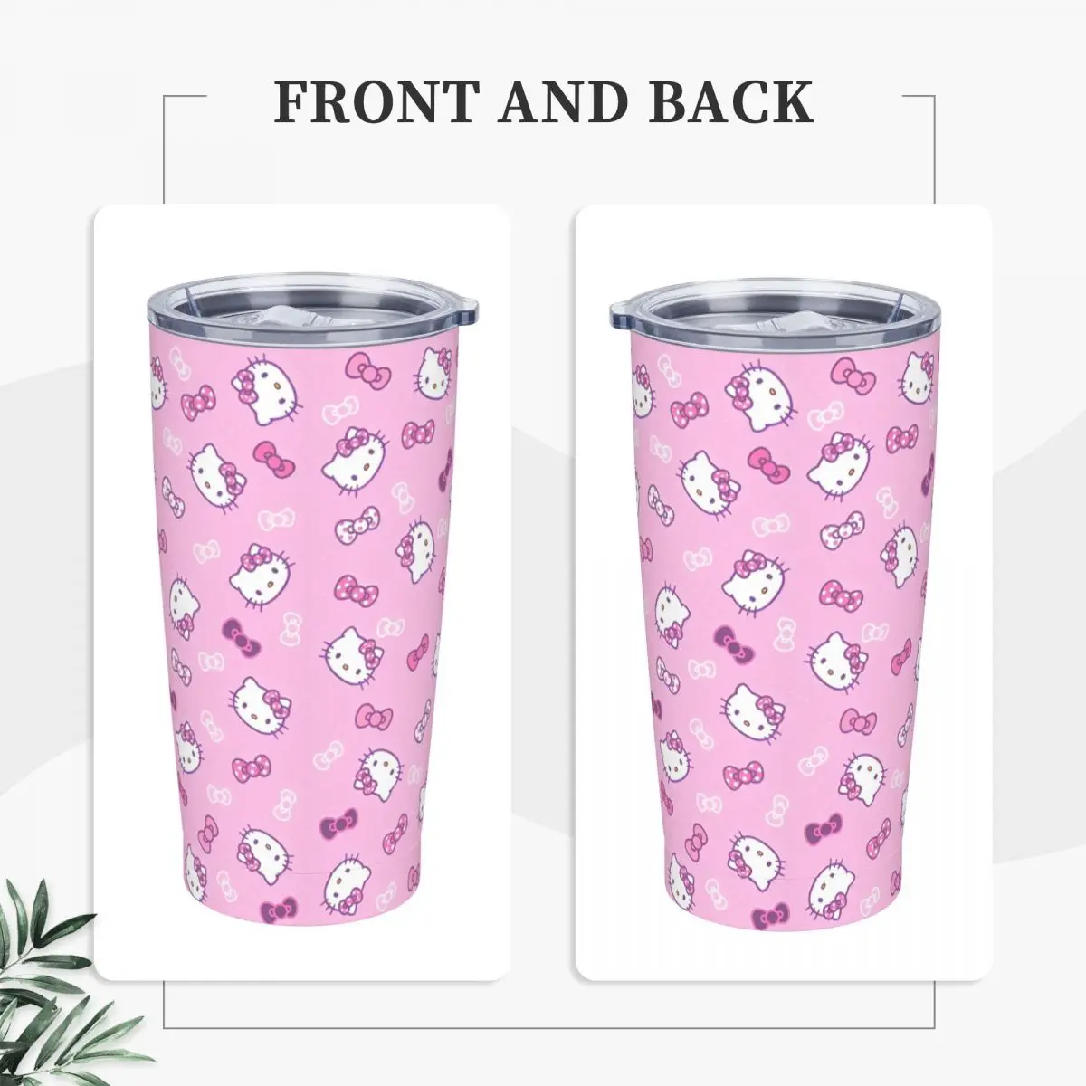 Stainless Steel Tumbler Hello Kitty Car Mugs With Straws Beach Cold Drink Water Bottle Insulated Large Capacity Coffee Mug