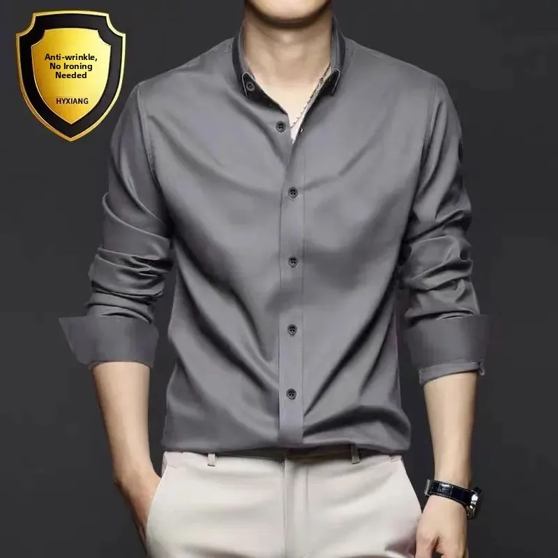 

Новый мужской формальный длинный све ирт, тонкий B, весенне-летний воротник на подкладке, Thiened, осенний сезон, специальный широкий крой