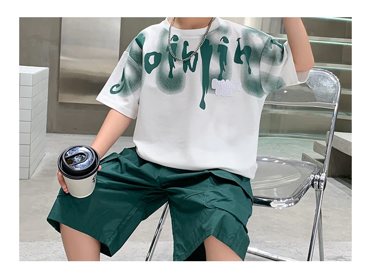 Heißer Verkauf Jungen Sommer Mode Baumwolle 2-teilige Kurzarm-T-Shirts + Shorts Anzüge 5-14 Jahre Kinder Freizeitkleidung Kinderbekleidungssets – Detail 19