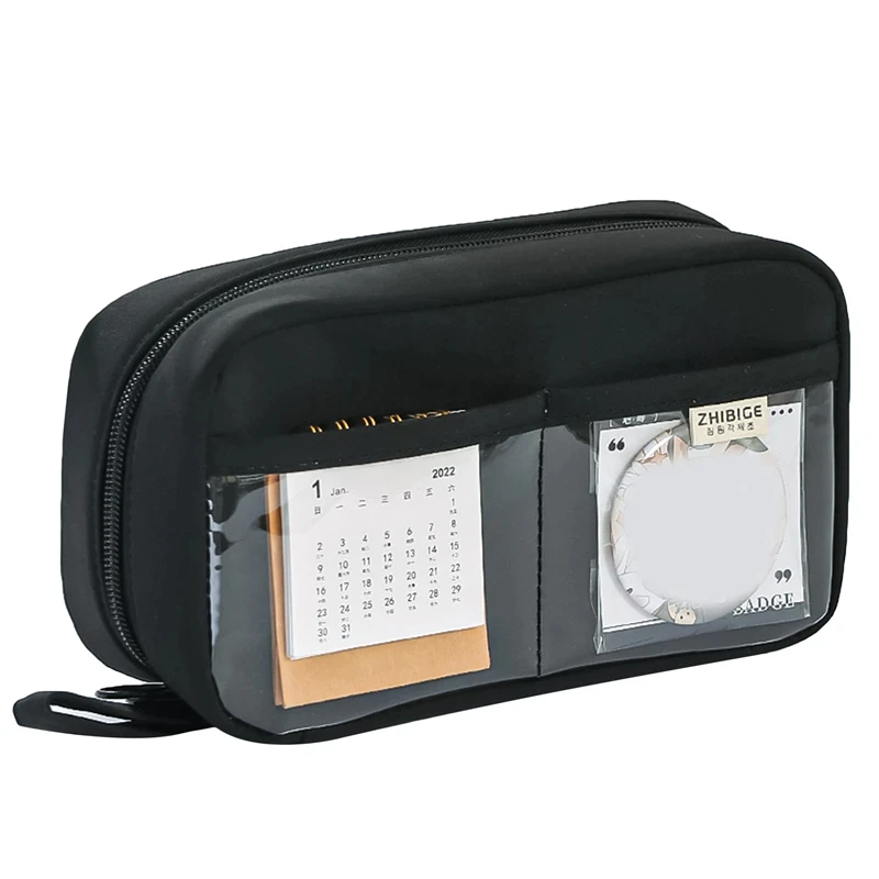 Kawaii مقلمة سعة كبيرة 3 مقصورة الحقيبة القلم حقيبة مزدوجة الجانب افتتاح طالب منظم قرطاسية اللوازم المدرسية