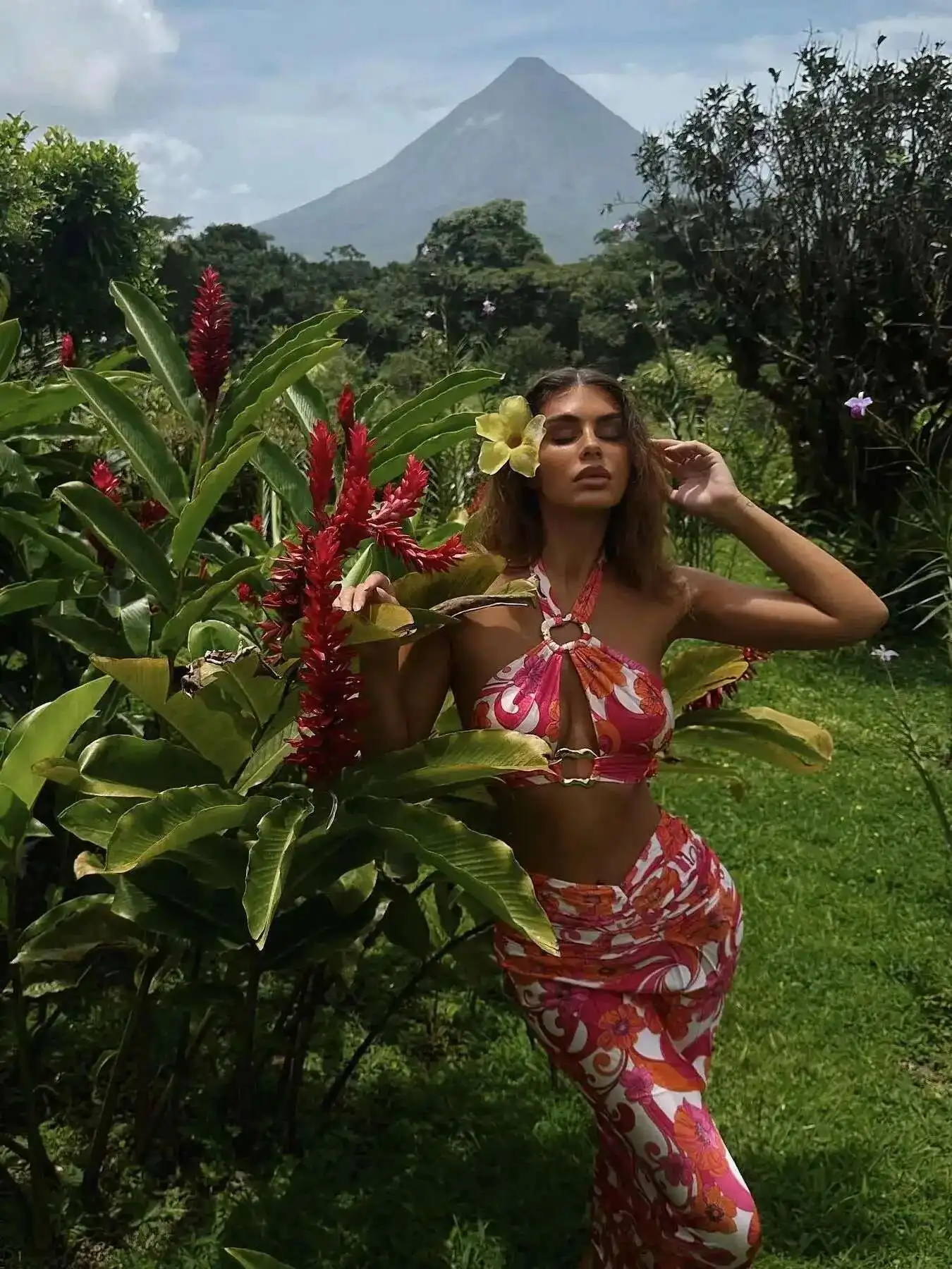 Cut Out Print Women A E Skirt Sleeveless Two Piece Set Bandage Top Beach Holiday Party Summer