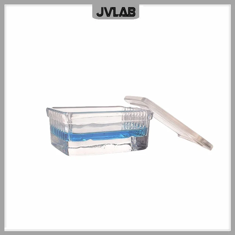 Staining Cells Glass Dyeing Tank Rectangle Staining Tank For Up To 10 Microscope Slides (Approx. 76*26mm) Thick Walls With Cover