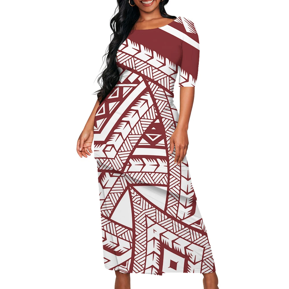 

Женское платье с этническим цветочным принтом, элегантное платье в этническом стиле, полинезийское художественное платье, 2024