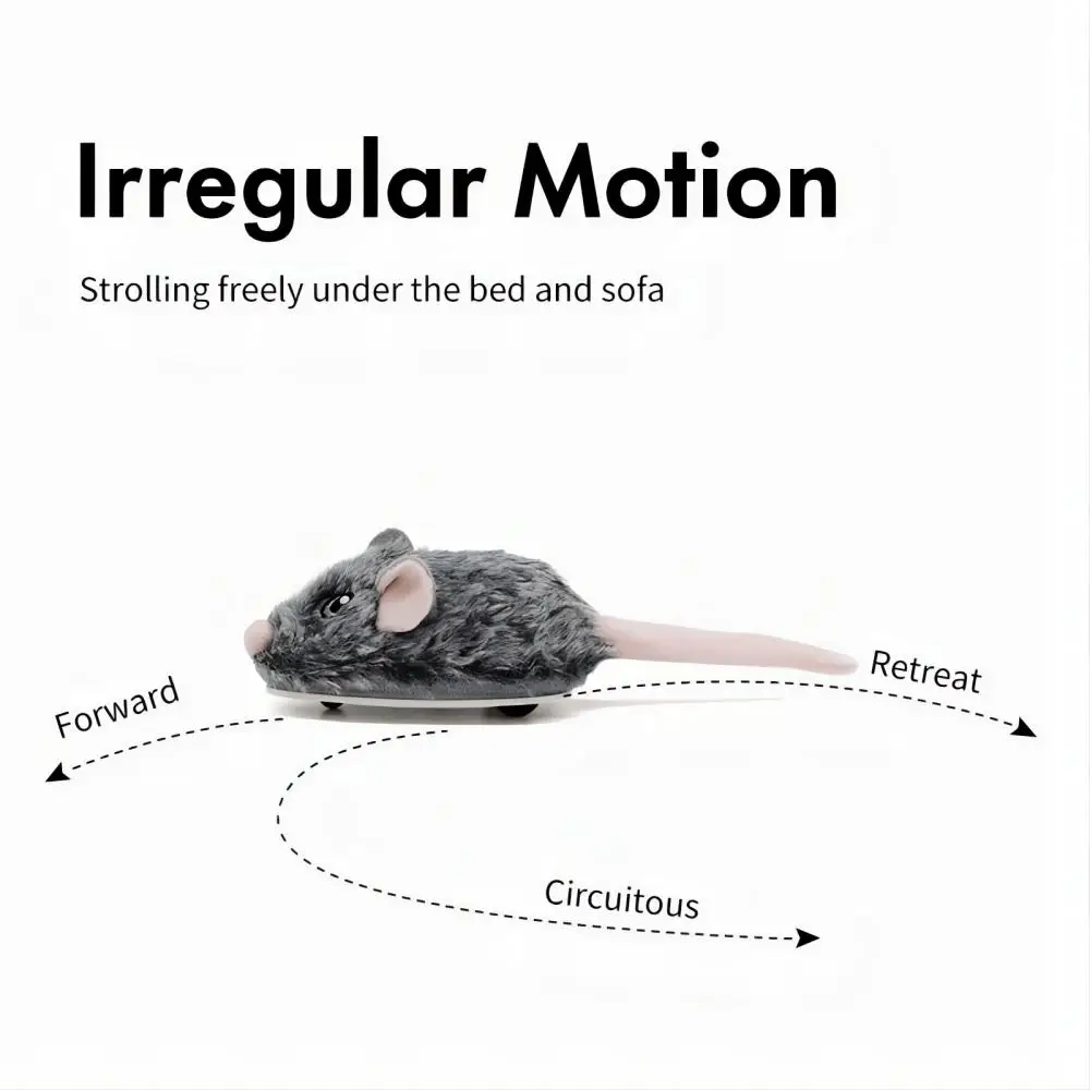 NEW Rechargeable Motion Mouse Cat Toy for Kitten, Shaking Tail & Realistic Mouse Sound, Motivated by Slight Touch of Cats Play