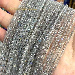 2x2MM Square Faceted AAA Labradorite Natural Stone Loose Cube Spacer Beads for Jewelry Making Diy Earrings Bracelet Accessories