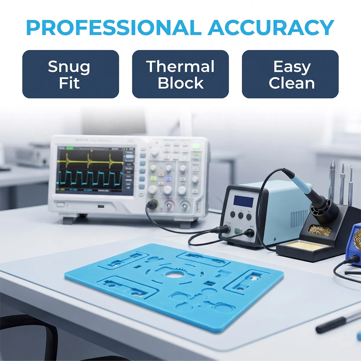 Antistatic ESD Silicone Soldering Mat, Heat Resistant Insulation Work Pad, Soldering Station Repair Maintenance Platform