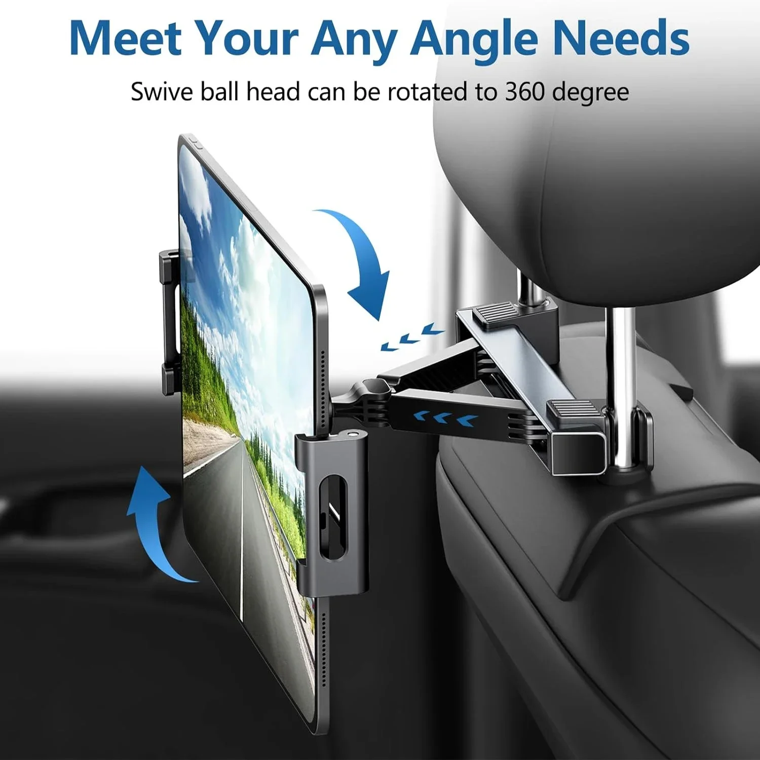 360° Universal Car Headrest Mount - Waterproof & Durable ABS Mobile/Tablet Holder for Backseat Entertainment Amagi