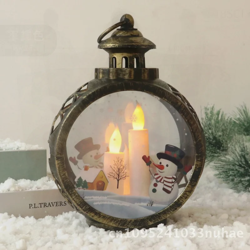 

Portable LED Candle Lights Christmas Decorations Vintage Window Ornaments round Hanging Lights for Cross-Border Gifts