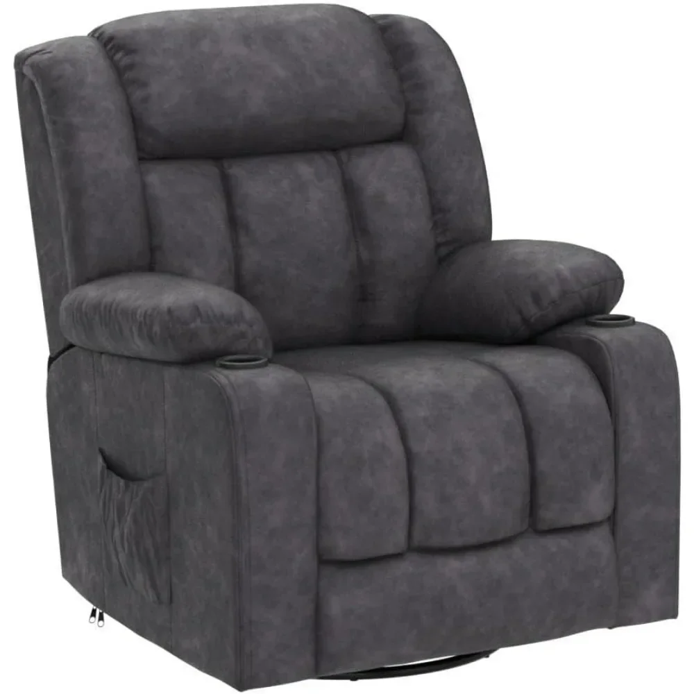 Recliner Chair Massage Rocker with Heated 360 Degree Swivel Lazy Boy Recliner Single Sofa Seat with Cup Holders for