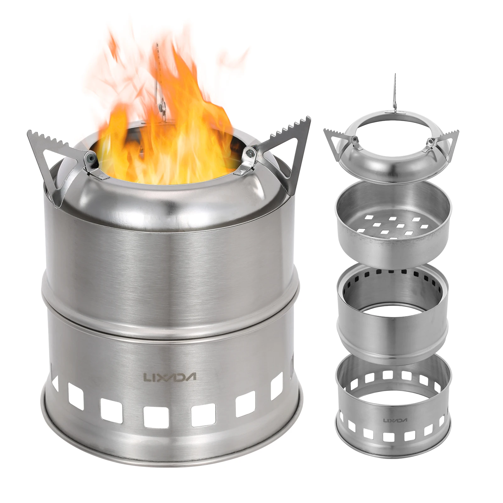 

Lixada портативная легкая дровяная печь из нержавеющей стали, моментированная спиртовая плита, уличная кулинария, пикник, барбекю, кемпинг
