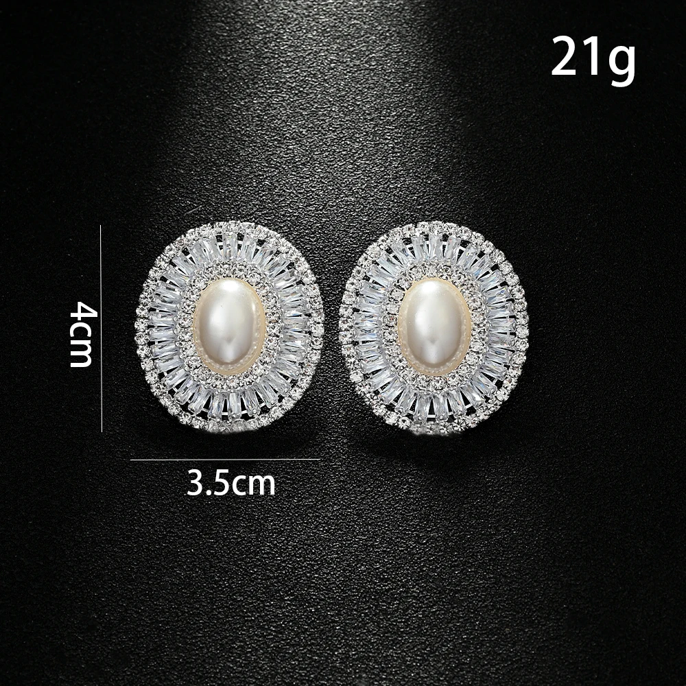 Fashion Imitation Pearl Ear Clip Earrings No Piercing for Women Gift 2024 Round Rhinestone Earrings Wedding Jewelry Wholesale