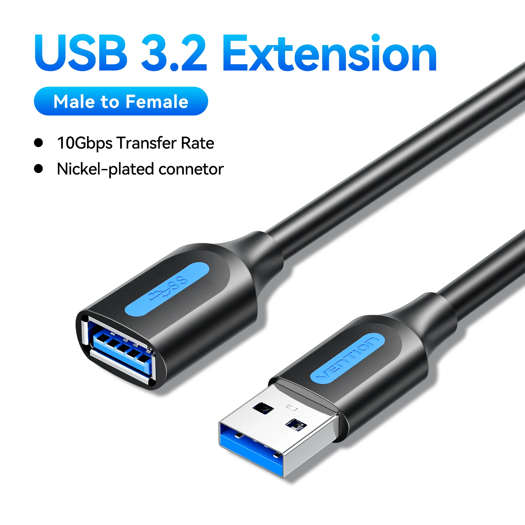 Vention USB 3.2 Verlängerungskabel 10Gbps Datenkabel für PC TV USB-Laufwerk Xbox One SSD Hochgeschwindigkeits-USB-Verlängerungskabel Stecker auf Buchse