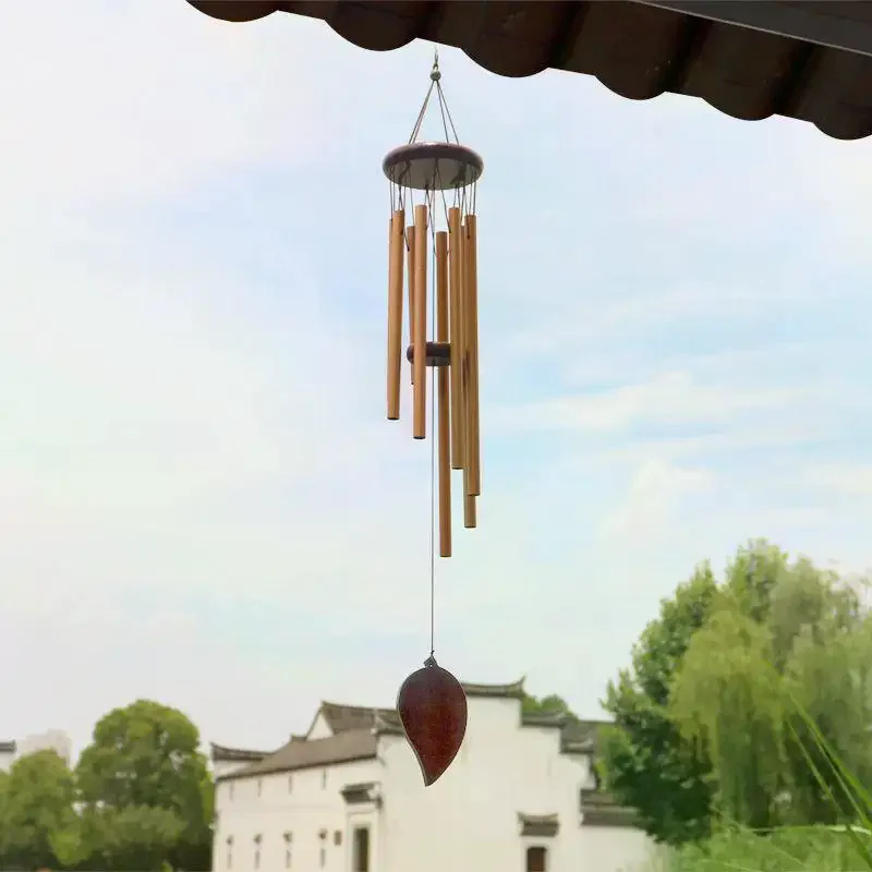 Classic 26 Inch Aluminum Pipe Wind Chimes With Wooden Hanging Tag Farmhouses Terraces Gardens Balcony Corridor Decoration