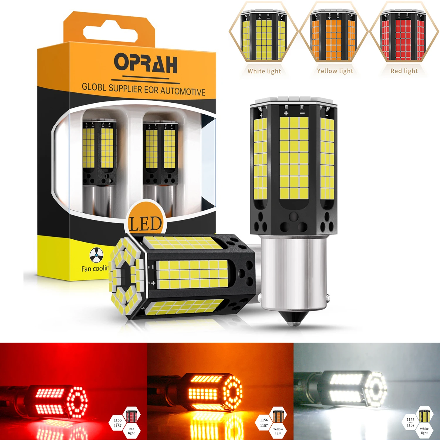 Oprah Canbus No Error LED Car Light 1156 BAU15S PY21W 1157 BAY15D P21/5W For Car Brake Bulb Turn Signal T20 7440 7443 W21/5W 12V