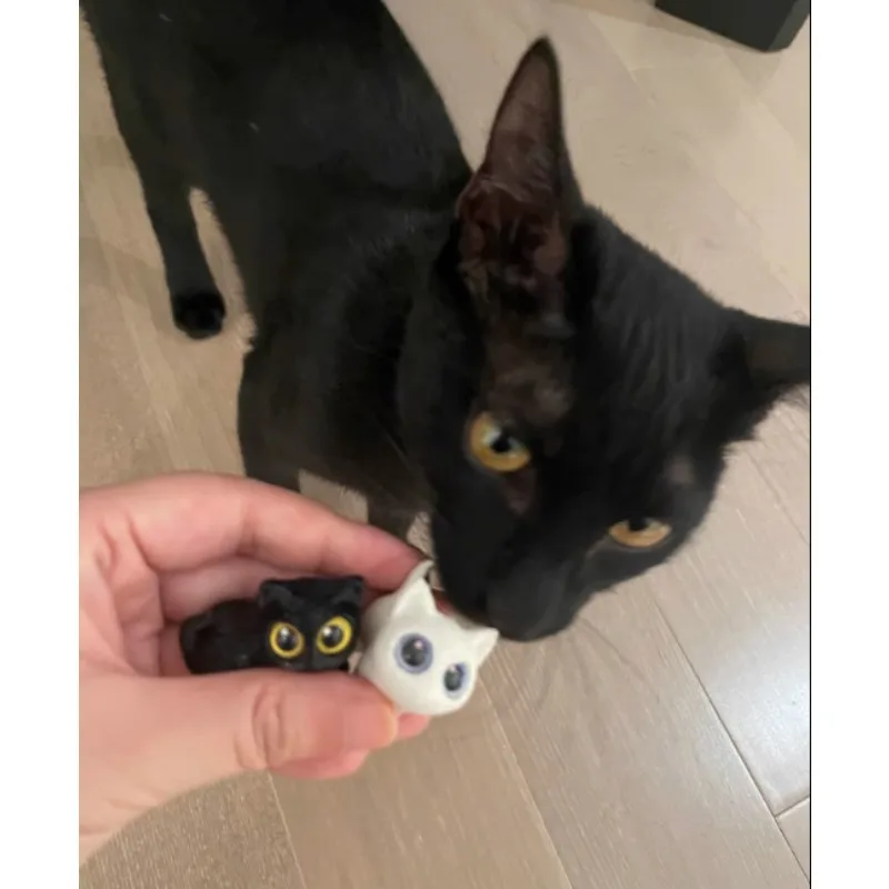 1pc 3D Gedruckt Big Eye Nette Katze Spielzeug Desktop Handwerk Ornament für Home Auto Innen Dekoration Sammeln Modell Miniaturen