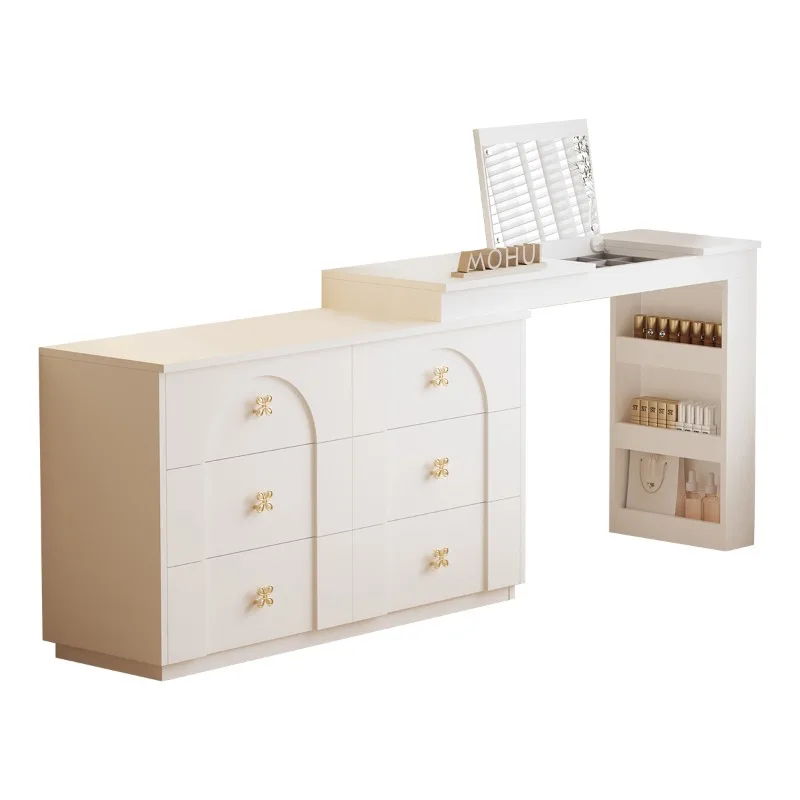 

Six chest cabinet minimalist light luxury bedroom bedside vanity table corner desk premium sense with mirror