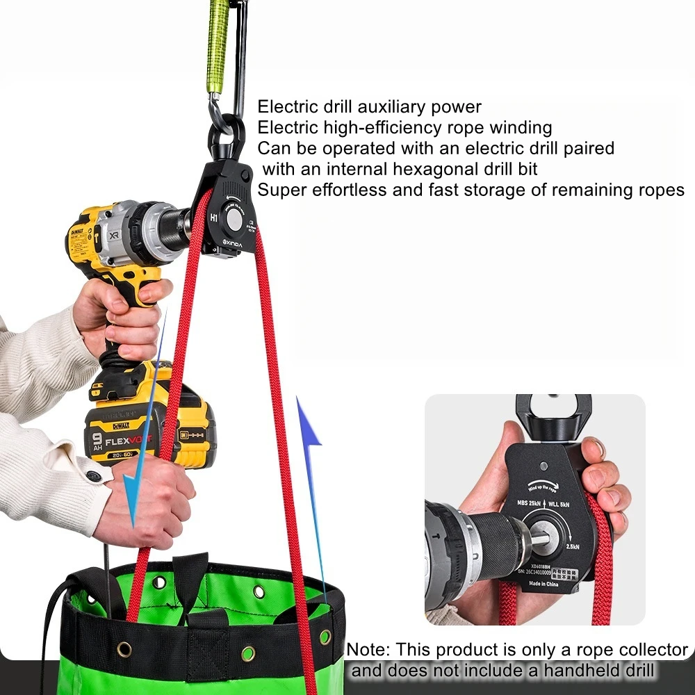 Safety Rope Retractor for Work at Heights: Electric-Assisted Universal Rope Retractor and Dispenser